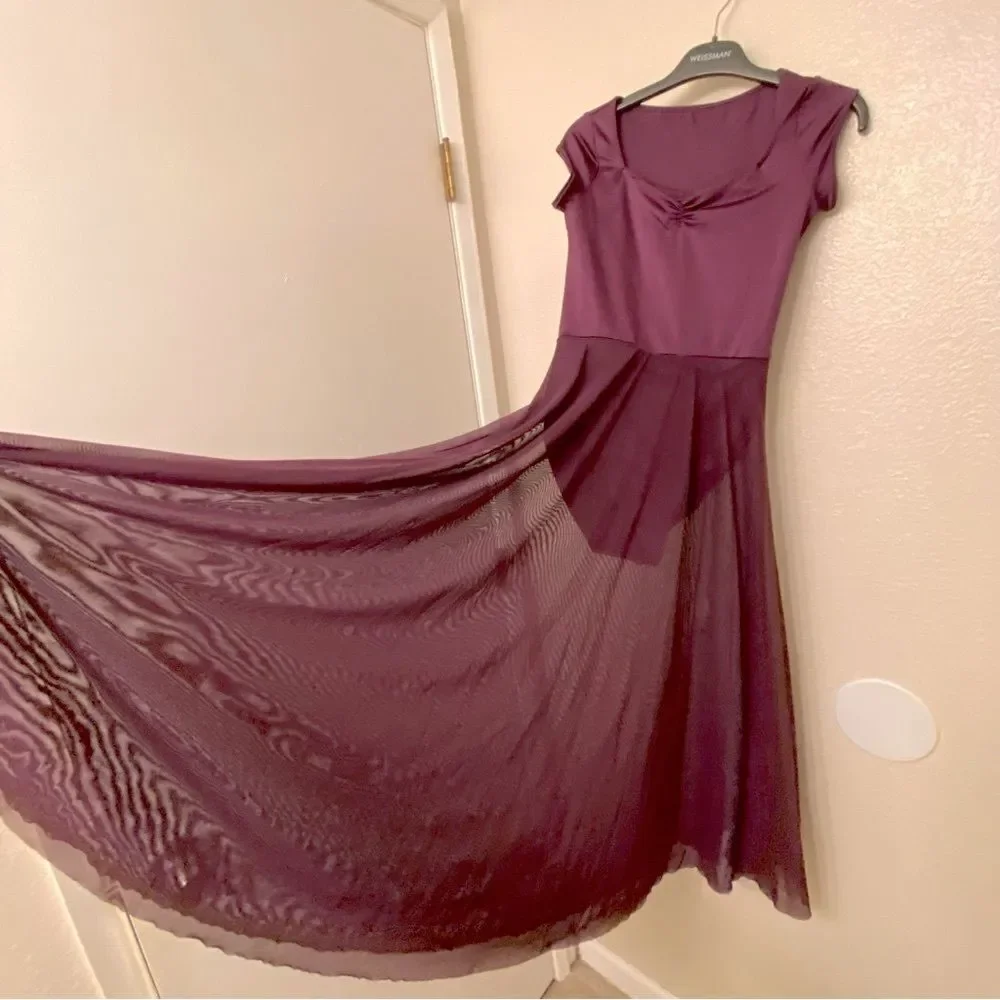 WEISSMAN Dance Costum purple mesh maxi Wilder Mind 14516 LC-large child